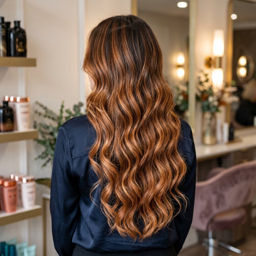 Exquisite Balayage cascade highlights at Cuts Unisex Salon
